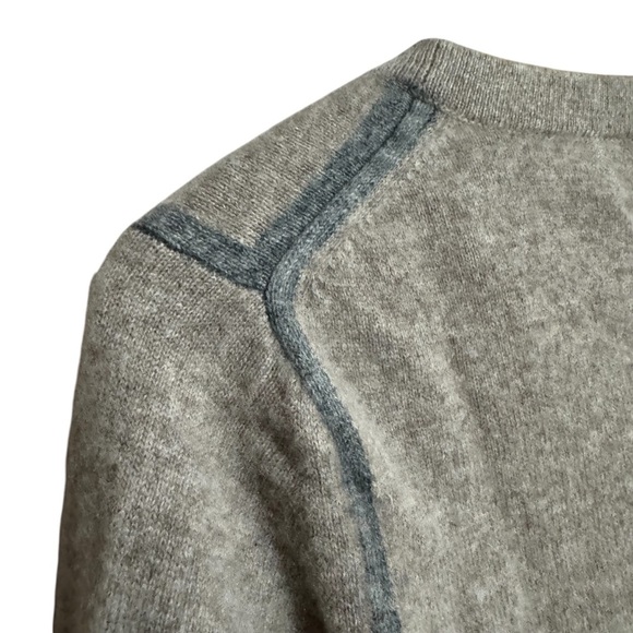 Quinn Women's Heather Brown Long Sleeve/Sweater with Gray Accent, 100% Cashmere - Picture 5 of 11